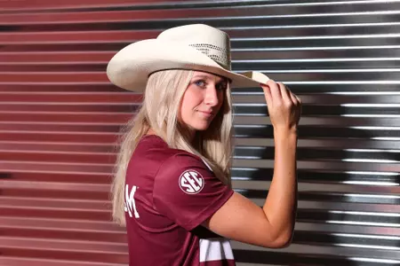 COLLEGE STATION, TX - July 20, 2023 - Midfielder/Forward Kate Colvin #2 of the Texas A&M Aggies during Texas A&M Aggies Soccer photo day in College Station, TX. Photo By Evan Pilat/Texas A&M Athletics