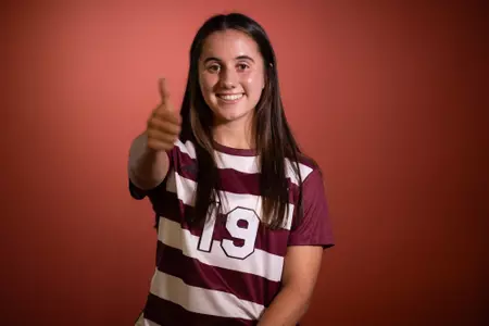 COLLEGE STATION, TX - July 20, 2023 - Forward Eloise Descheneaux #19 of the Texas A&M Aggies during Texas A&M Aggies Soccer photo day in College Station, TX. Photo By Evan Pilat/Texas A&M Athletics