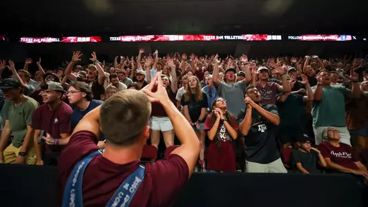 COLLEGE STATION, TX - August 19, 2023 - Fans during the game between the Baylor Bears and the Texas A&M Aggies at Reed Arena in College Station, TX. Photo By Brendall O'Banon/Texas A&M Athletics