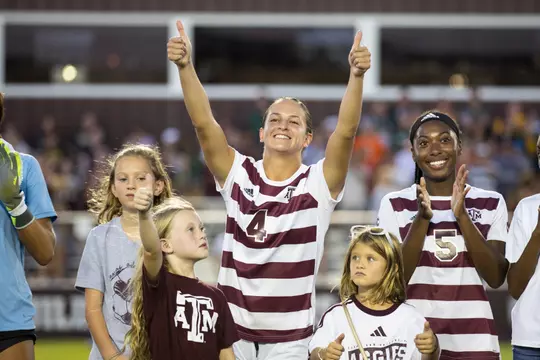 COLLEGE STATION, TX - August 26, 2023 - Midfielder/Defender Adysen Armenta #4 of the Texas A&M Aggies during the game between the Baylor Bears and the Texas A&M Aggies at Ellis Field in College Station, TX. Photo By Ethan Mito/Texas A&M Athletics