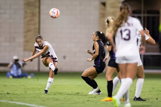 FORT WORTH, TX - September 03, 2023 - Midfielder/Defender Adysen Armenta #4 of the Texas A&M Aggies during the game between the TCU Horned Frogs and the Texas A&M Aggies at Garvey-Rosenthal Stadium in Fort Worth, TX. Photo By Ethan Mito/Texas A&M Athletics