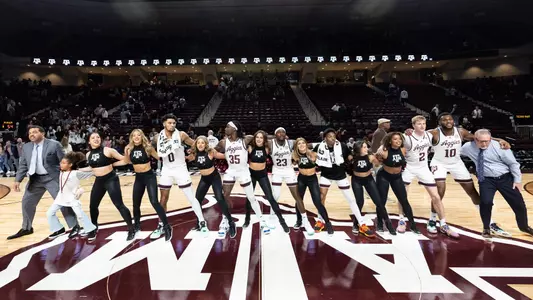 COLLEGE STATION, TX - December 30, 2023 - The Texas A&M Aggies Men's Basketball Team during the game between the Prairie View A&M Panthers and the Texas A&M Aggies at Reed Arena in College Station, TX. Photo By Craig Bisacre/Texas A&M Athletics