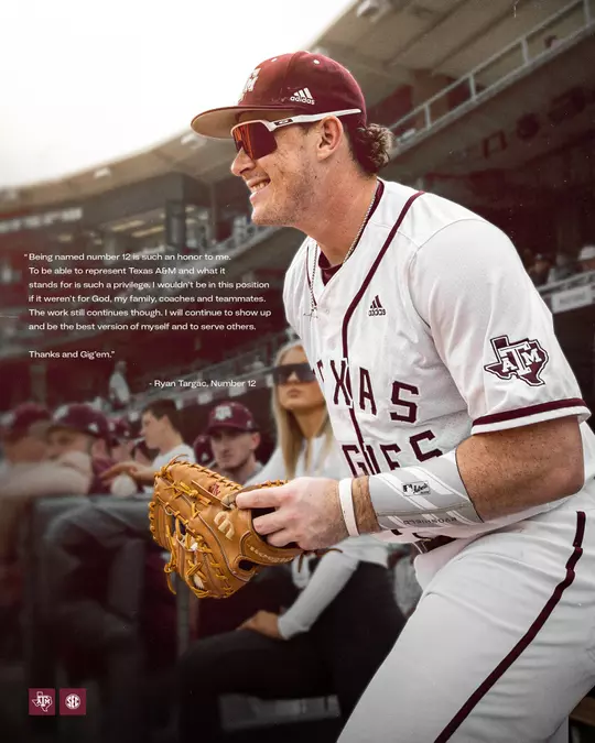 Ryan Targac quote graphic for number twelve jersey appointment