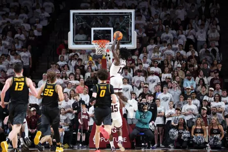 COLLEGE STATION, TX - January 23, 2024 - Forward Solomon Washington #13 of the Texas A&M Aggies during the game between the Missouri Tigers and the Texas A&M Aggies at Reed Arena in College Station, TX. Photo By Craig Bisacre/Texas A&M Athletics