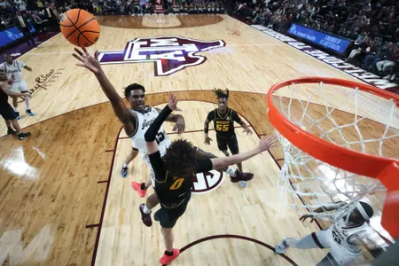 COLLEGE STATION, TX - January 23, 2024 - Forward Henry Coleman #15 of the Texas A&M Aggies during the game between the Missouri Tigers and the Texas A&M Aggies at Reed Arena in College Station, TX. Photo By Craig Bisacre/Texas A&M Athletics