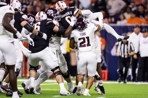 HOUSTON, TX - December 27, 2023 - Linebacker Taurean York #21 of the Texas A&M Aggies during the Texas Bowl Game between the Oklahoma State Cowboys and the Texas A&M Aggies at NRG Stadium in Houston, TX. Photo By Craig Bisacre/Texas A&M Athletics
