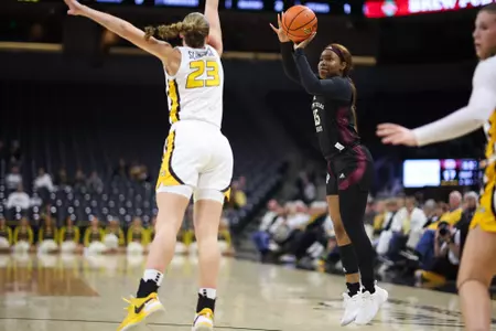 COLUMBIA, MO - January 25, 2024 - Guard Sol Williams #15 of the Texas A&M Aggies during the game between the Missouri Tigers and the Texas A&M Aggies at Mizzou Arena in Columbia, MO. Photo By Ethan Mito/Texas A&M Athletics