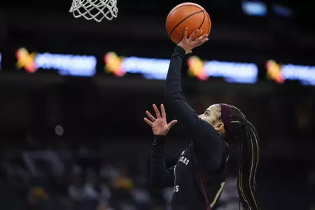 COLUMBIA, MO - January 25, 2024 - Guard Endyia Rogers #1 of the Texas A&M Aggies during the game between the Missouri Tigers and the Texas A&M Aggies at Mizzou Arena in Columbia, MO. Photo By Ethan Mito/Texas A&M Athletics