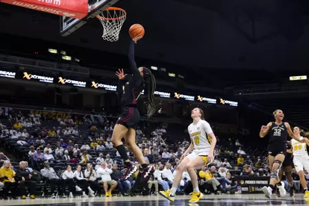 COLUMBIA, MO - January 25, 2024 - Guard Endyia Rogers #1 of the Texas A&M Aggies during the game between the Missouri Tigers and the Texas A&M Aggies at Mizzou Arena in Columbia, MO. Photo By Ethan Mito/Texas A&M Athletics