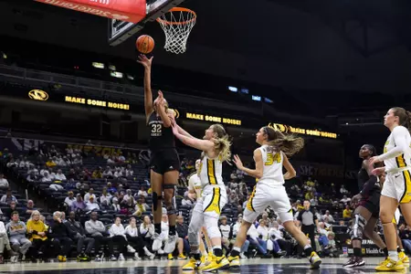 COLUMBIA, MO - January 25, 2024 - Forward Lauren Ware #32 of the Texas A&M Aggies during the game between the Missouri Tigers and the Texas A&M Aggies at Mizzou Arena in Columbia, MO. Photo By Ethan Mito/Texas A&M Athletics