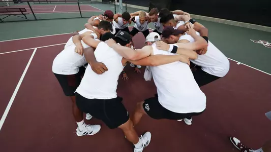 COLLEGE STATION, TX - March 08, 2024 - Texas A&M Aggies Men's Tennis Team during the game between the Mississippi St. Bulldogs and the Texas A&M Aggies at Mitchell Tennis Center in College Station, TX. Photo By Mattie Taylor/Texas A&M Athletics