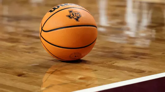 COLLEGE STATION, TX - November 08, 2024 - Ball during the game between the East Texas Texas A&M Lions and the Texas A&M Aggies at Reed Arena in College Station, TX. Photo By Wesley Bowers/Texas A&M Athletics