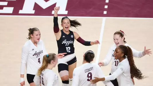 COLLEGE STATION, TX - November 24, 2024 - Libero/Defensive Specialist Ava Underwood #12 of the Texas A&M Aggies during the game between the LSU Tigers and the Texas A&M Aggies at Reed Arena in College Station, TX. Photo By Evan Pilat/Texas A&M Athletics