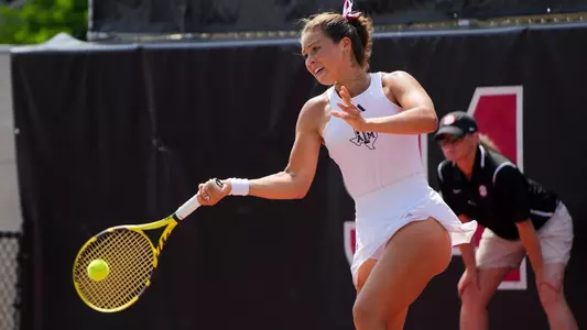 ATHENS, GA - April 20, 2024 - Jeanette Mireles of the Texas A&M Aggies during the SEC Championship Tournament at Magill Tennis Complex in Athens, GA. Photo By ****MISSING****