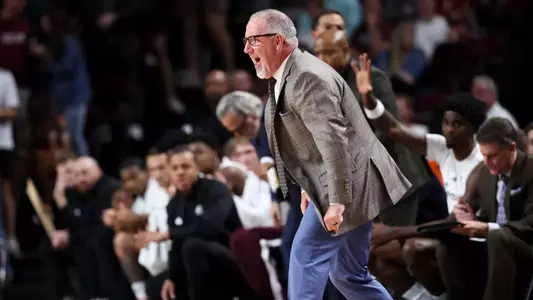 COLLEGE STATION, TX - November 15, 2024 - Head Coach Buzz Williams of the Texas A&M Aggies during the game between the Ohio State Buckeyes and the Texas A&M Aggies at Reed Arena in College Station, TX. Photo By Wesley Bowers/Texas A&M Athletics