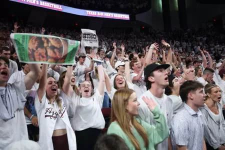 COLLEGE STATION, TX - February 10, 2024 - The Texas A&M Aggies Men's Basketball fans during the game between the Tennessee Volunteers and the Texas A&M Aggies at Reed Arena in College Station, TX. Photo By Wesley Bowers/Texas A&M Athletics