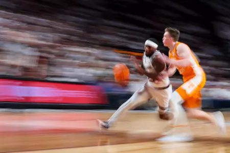 COLLEGE STATION, TX - February 10, 2024 - Guard Tyrece Radford #23 of the Texas A&M Aggies during the game between the Tennessee Volunteers and the Texas A&M Aggies at Reed Arena in College Station, TX. Photo By Craig Bisacre/Texas A&M Athletics
