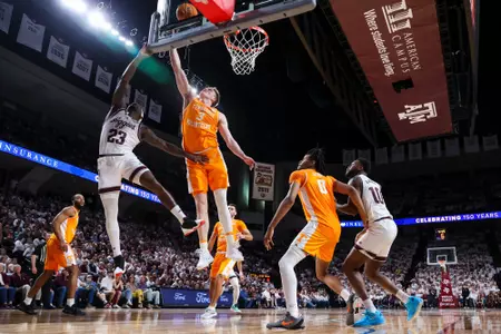 COLLEGE STATION, TX - February 10, 2024 - Guard Tyrece Radford #23 of the Texas A&M Aggies during the game between the Tennessee Volunteers and the Texas A&M Aggies at Reed Arena in College Station, TX. Photo By Craig Bisacre/Texas A&M Athletics