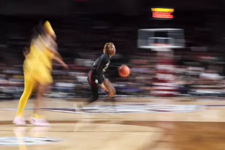 COLLEGE STATION, TX - February 19, 2024 - Forward Maliyah Johnson #14 of the Texas A&M Aggies during the game between the LSU Tigers and the Texas A&M Aggies at Reed Arena in College Station, TX. Photo By Craig Bisacre/Texas A&M Athletics