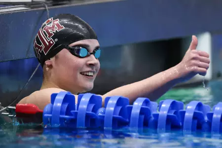 AUBURN, AL - February 22, 2024 - Giulia Goerigk of the Texas A&M Aggies during the SEC Swimming and Diving Championships game at James e. Martin Aquatics Center in Auburn, AL. Photo By Ethan Mito/Texas A&M Athletics