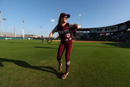 COLLEGE STATION, TX - February 22, 2024 - Scout Lovell #21 of the Texas A&M Aggies during the game between the Southeastern Louisiana Lions and the Texas A&M Aggies at Davis Diamond in College Station, TX. Photo By Evan Pilat/Texas A&M Athletics