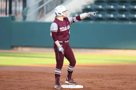 COLLEGE STATION, TX - February 22, 2024 - Julia Cottrill #42 of the Texas A&M Aggies during the game between the Southeastern Louisiana Lions and the Texas A&M Aggies at Davis Diamond in College Station, TX. Photo By Evan Pilat/Texas A&M Athletics