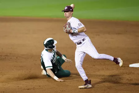 COLLEGE STATION, TX - February 23, 2024 - Infielder Ali Camarillo #2 of the Texas A&M Aggies during the game between the Wagner Seahawks and the Texas A&M Aggies at Blue Bell Park in College Station, TX. Photo By Rachel Mahan/Texas A&M Athletics