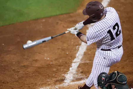 COLLEGE STATION, TX - February 23, 2024 - Infielder Ryan Targac #12 of the Texas A&M Aggies during the game between the Wagner Seahawks and the Texas A&M Aggies at Blue Bell Park in College Station, TX. Photo By Rachel Mahan/Texas A&M Athletics