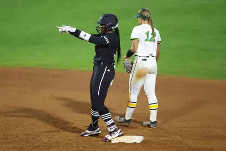 COLLEGE STATION, TX - February 24, 2024 - Kylei Griffin #35 of the Texas A&M Aggies during the game between the North Dakota State Bison and the Texas A&M Aggies at Davis Diamond in College Station, TX. Photo By Evan Pilat/Texas A&M Athletics