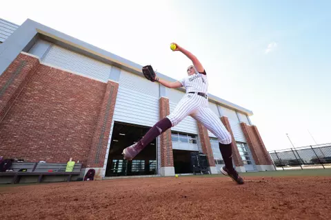 COLLEGE STATION, TX - February 25, 2024 - Emiley Kennedy #11 of the Texas A&M Aggies during the game between the UT San Antonio Roadrunners and the Texas A&M Aggies at Davis Diamond in College Station, TX. Photo By Evan Pilat/Texas A&M Athletics