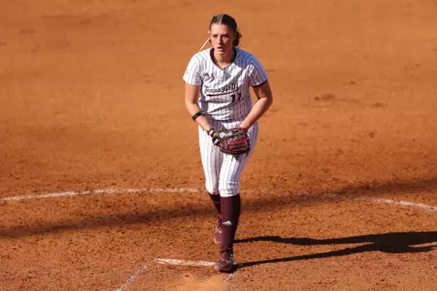 COLLEGE STATION, TX - February 25, 2024 - Emiley Kennedy #11 of the Texas A&M Aggies during the game between the UT San Antonio Roadrunners and the Texas A&M Aggies at Davis Diamond in College Station, TX. Photo By Evan Pilat/Texas A&M Athletics