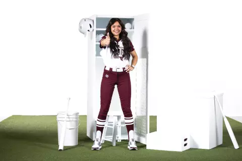 COLLEGE STATION, TX - January 09, 2024 - Sav Price #16 of the Texas A&M Aggies during Texas A&M Aggies Softball photo day in College Station, TX. Photo By Evan Pilat/Texas A&M Athletics