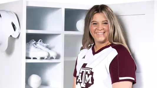 COLLEGE STATION, TX - January 09, 2024 - Brooke Vestal #19 of the Texas A&M Aggies during Texas A&M Aggies Softball photo day in College Station, TX. Photo By Evan Pilat/Texas A&M Athletics