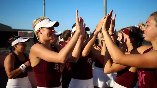 COLLEGE STATION, TX - March 01, 2024 - Lizanne Boyer of the Texas A&M Aggies during the game between the South Carolina Gamecocks and the Texas A&M Aggies at Mitchell Tennis Center in College Station, TX. Photo By Sydney Morriss/Texas A&M Athletics
