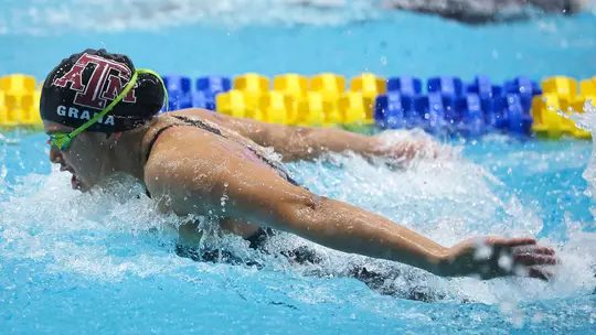 Texas A&M's Miranda Grana swims the 100 fly at the SEC Swimming & Diving Championships in Auburn, Alabama