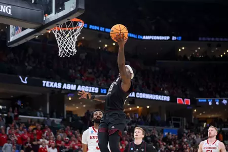 MEMPHIS, TN - March 22, 2024 - Guard Tyrece Radford #23 of the Texas A&M Aggies during the First Round of the MenÕs NCAA Tournament game between the Nebraska Cornhuskers and the Texas A&M Aggies at FedEx Forum in Memphis, TN. TX. Photo By Craig Bisacre/Texas A&M Athletics