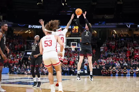 MEMPHIS, TN - March 22, 2024 - Guard Hayden Hefner #2 of the Texas A&M Aggies during the First Round of the MenÕs NCAA Tournament game between the Nebraska Cornhuskers and the Texas A&M Aggies at FedEx Forum in Memphis, TN. TX. Photo By Craig Bisacre/Texas A&M Athletics