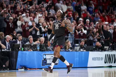 MEMPHIS, TN - March 22, 2024 - Guard Manny Obaseki #35 of the Texas A&M Aggies during the First Round of the MenÕs NCAA Tournament game between the Nebraska Cornhuskers and the Texas A&M Aggies at FedEx Forum in Memphis, TN. TX. Photo By Craig Bisacre/Texas A&M Athletics