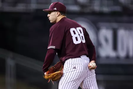 COLLEGE STATION, TX - March 26, 2024 - Pitcher Brock Peery #88 of the Texas A&M Aggies during the game between the Houston Christian Huskies and the Texas A&M Aggies at Blue Bell Park in College Station, TX. Photo By Ethan Mito/Texas A&M Athletics