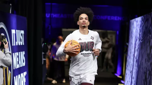 NASHVILLE, TN - March 14, 2024 - Forward Andersson Garcia #11 of the Texas A&M Aggies during the Men’s SEC Basketball Tournament game between the Ole Miss Rebels and the Texas A&M Aggies at Bridgestone Arena in Nashville, TN. TX. Photo By Craig Bisacre/Texas A&M Athletics