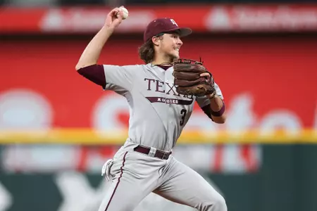 ARLINGTON, TX - March 03, 2024 - Infielder Kaeden Kent #3 of the Texas A&M Aggies during the game between the Arizona State Sun Devils and the Texas A&M Aggies at Globe Life Field in Arlington, TX. Photo By Ethan Mito/Texas A&M Athletics