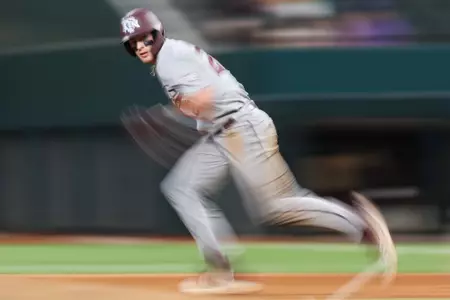 ARLINGTON, TX - March 03, 2024 - Infielder Ted Burton #27 of the Texas A&M Aggies during the game between the Arizona State Sun Devils and the Texas A&M Aggies at Globe Life Field in Arlington, TX. Photo By Ethan Mito/Texas A&M Athletics