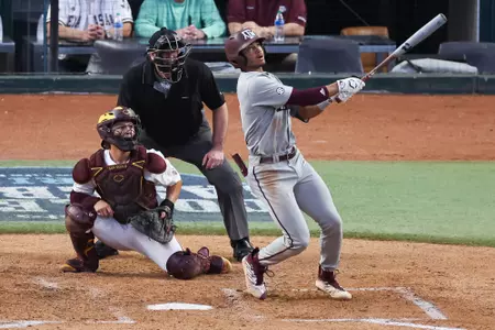 ARLINGTON, TX - March 03, 2024 - Outfielder/Pitcher Braden Montgomery #6 of the Texas A&M Aggies during the game between the Arizona State Sun Devils and the Texas A&M Aggies at Globe Life Field in Arlington, TX. Photo By Ethan Mito/Texas A&M Athletics