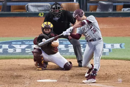 ARLINGTON, TX - March 03, 2024 - Pitcher Jett Johnston #36 of the Texas A&M Aggies during the game between the Arizona State Sun Devils and the Texas A&M Aggies at Globe Life Field in Arlington, TX. Photo By Wesley Bowers/Texas A&M Athletics