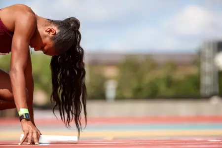BATON ROUGE, LA - March 30, 2024 - Nissi Kabongo of the Texas A&M Aggies during day 2 of the Battle on the Bayou track meet at Bernie Moore Track Stadium in Baton Rouge, Louisiana. Photo By Aiden Shertzer/Texas A&M Athletics