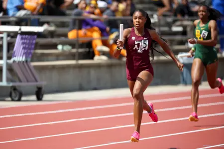 BATON ROUGE, LA - March 30, 2024 - Nissi Kabongo of the Texas A&M Aggies during day 2 of the Battle on the Bayou track meet at Bernie Moore Track Stadium in Baton Rouge, Louisiana. Photo By Aiden Shertzer/Texas A&M Athletics