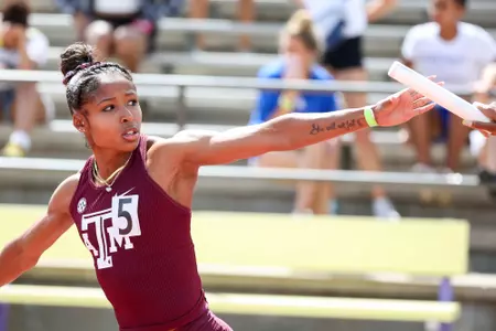 BATON ROUGE, LA - March 30, 2024 - Jaydan Wood of the Texas A&M Aggies during day 2 of the Battle on the Bayou track meet at Bernie Moore Track Stadium in Baton Rouge, Louisiana. Photo By Aiden Shertzer/Texas A&M Athletics