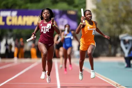 BATON ROUGE, LA - March 30, 2024 - Jermaisha Arnold of the Texas A&M Aggies during day 2 of the Battle on the Bayou track meet at Bernie Moore Track Stadium in Baton Rouge, Louisiana. Photo By Aiden Shertzer/Texas A&M Athletics
