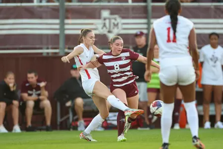 COLLEGE STATION, TX - March 03, 2024 - Forward Shae O'Rouke #8 of the Texas A&M Aggies during the game between the Houston Cougars and the Texas A&M Aggies at Ellis Field in College Station, TX. Photo By Julianne Shivers/Texas A&M Athletics