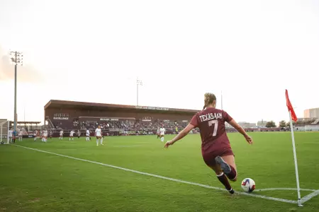 COLLEGE STATION, TX - March 03, 2024 - Midfielder Sydney Becerra #7 of the Texas A&M Aggies during the game between the Houston Cougars and the Texas A&M Aggies at Ellis Field in College Station, TX. Photo By Julianne Shivers/Texas A&M Athletics